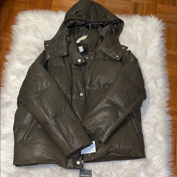 REAL LEATHER PUFFER JACKET-Intuition Ally Shrt - Picture 3 of 6